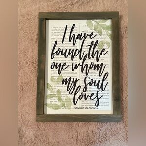Framed Inspirational Wall Art with Green Leaves
